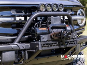 Ford Bronco Front Bumper Guard - Safari Bar - OE Modular Bumper - Rough Country - w/ 4x 3in Osram Wide Angle Lights Ford Bronco Front Bumper Guard - Safari Bar - OE Modular Bumper - Rough Country - w/ 4x 3in Osram Wide Angle Lights